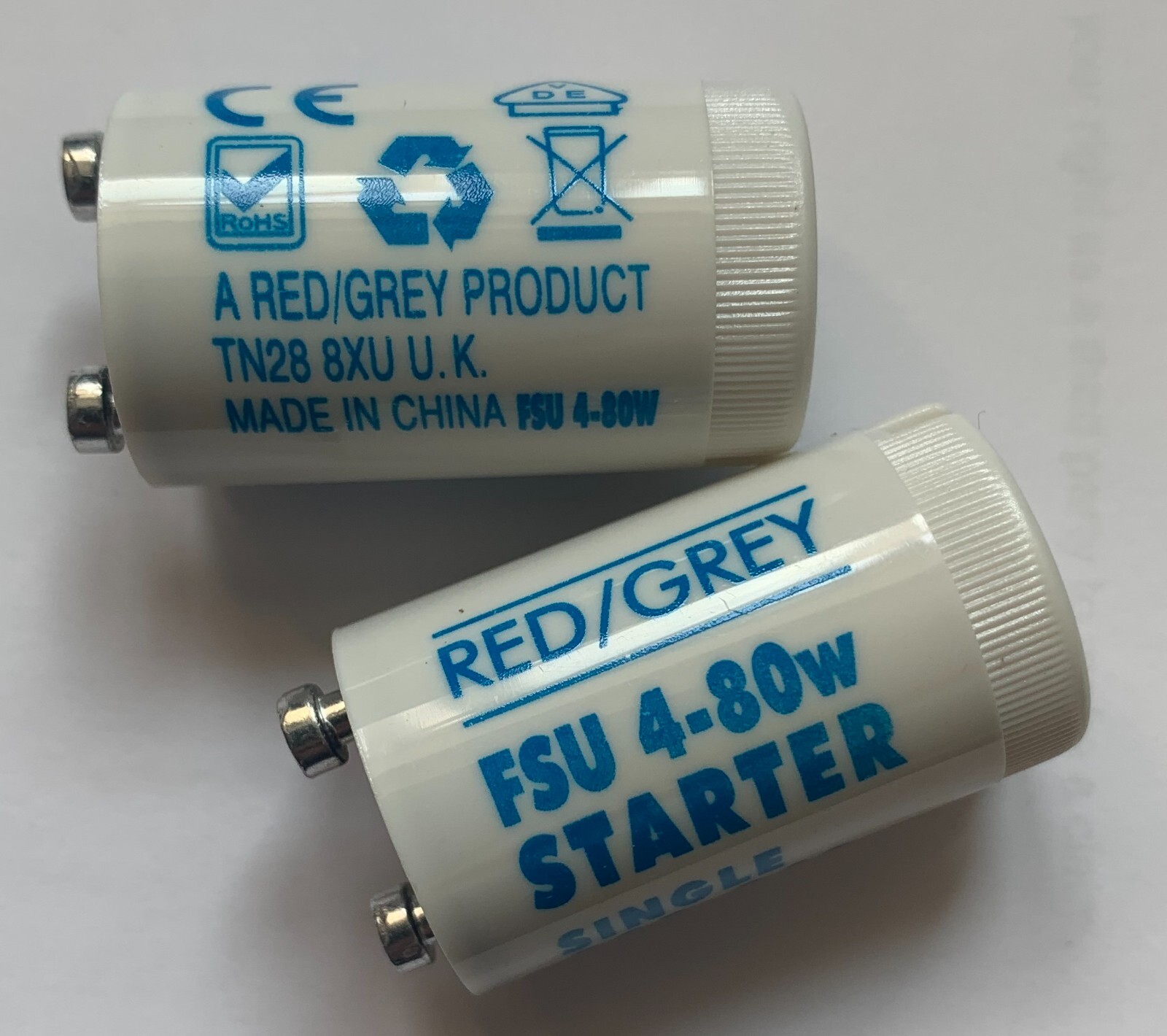 4W 80W FLUORESCENT TUBE LIGHT STARTERS 200240v FSU RED GREY eBay