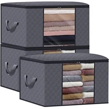 WiseLife Clothes Storage Bags 100L [3 Pack ], Large 3 x 100L Classic Grey