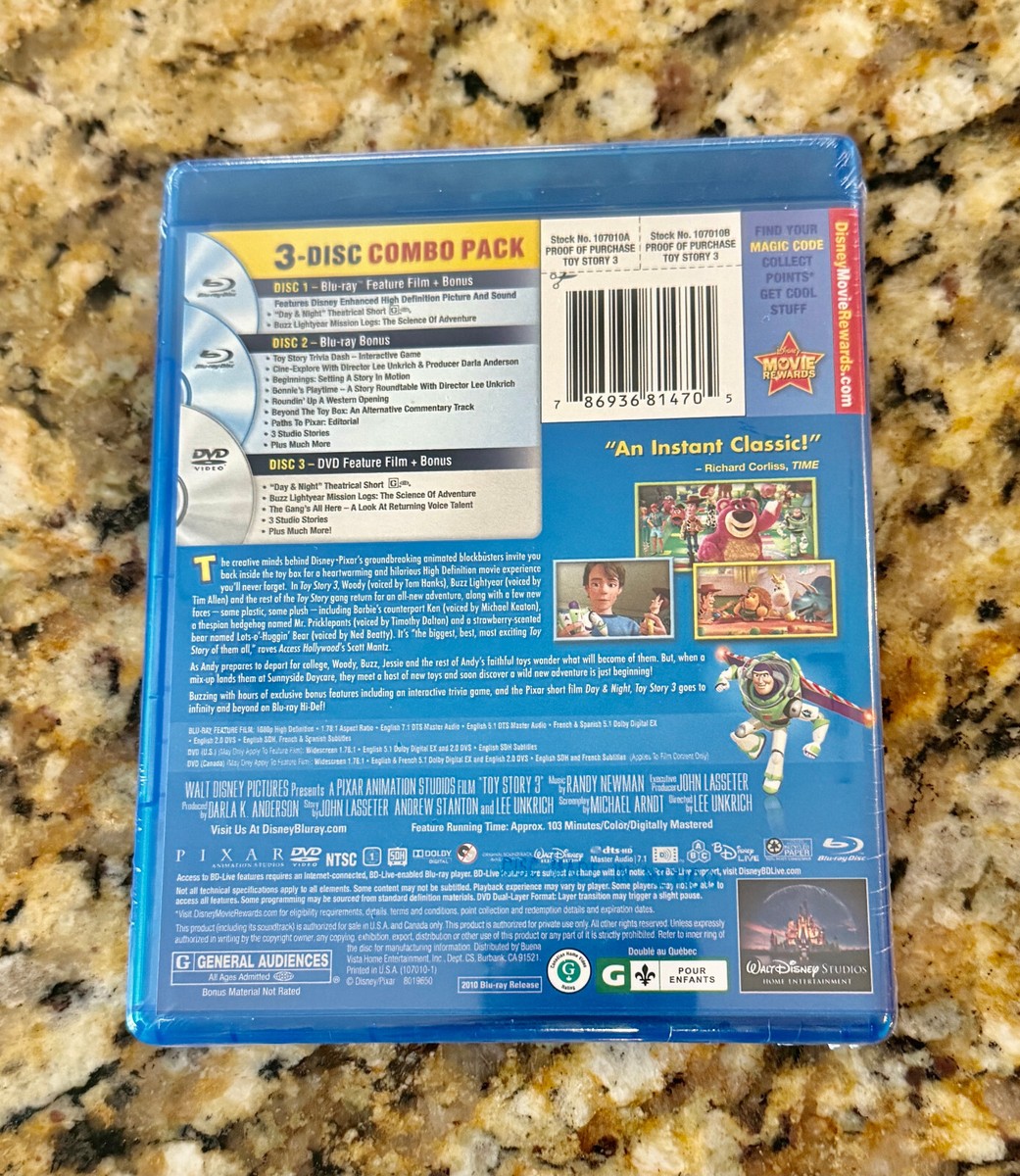 BABYL ブルーレイ３セット Blu-ray,Cd,Dvd. Toy Story 3 Blu Ray + DVD 3 Disc Set Brand New Sealed Disney Pixar