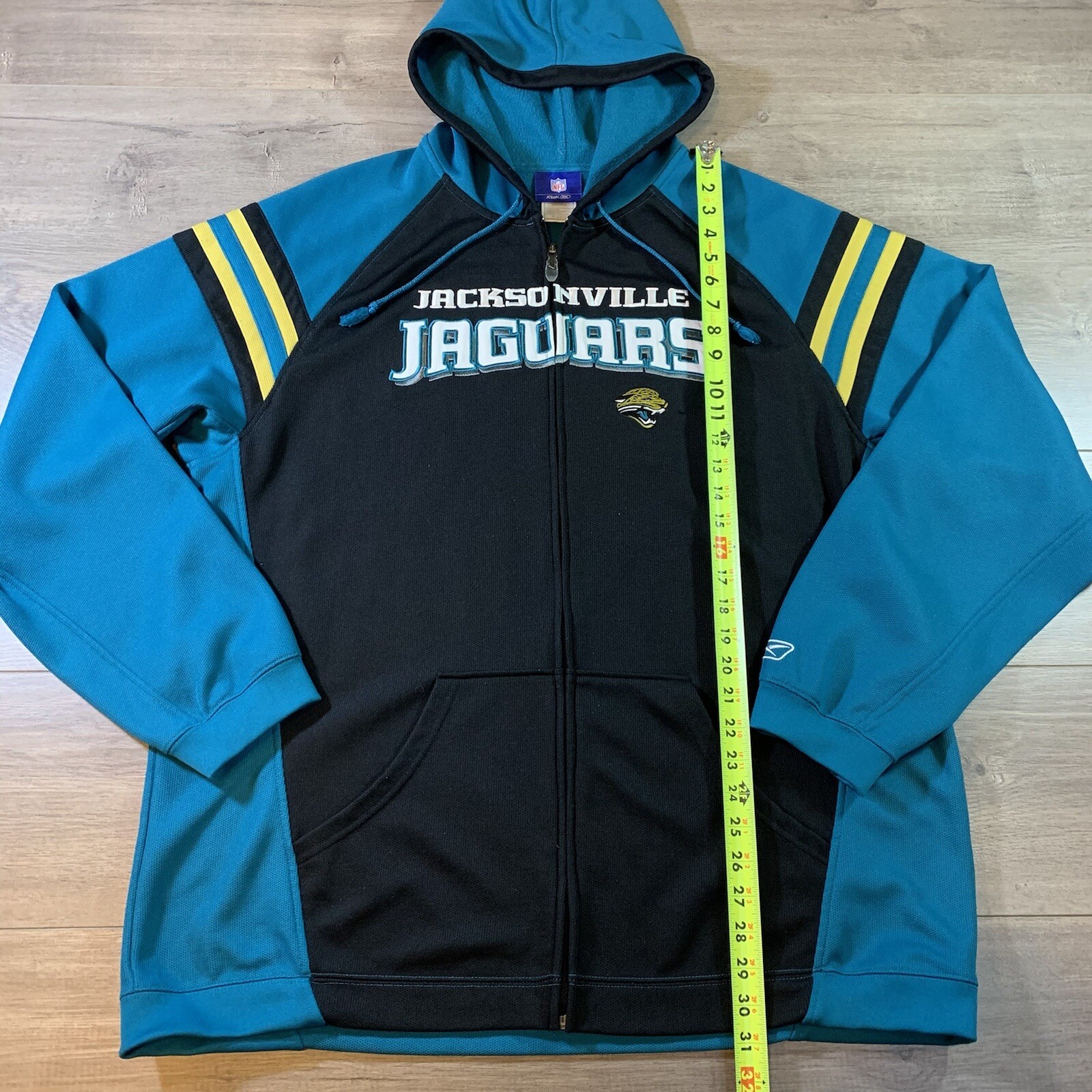 Jacksonville Jaguars Reebok NFL Full Zip Hooded Jacket Hoodie Rare Size XL Blue thumbnail 7