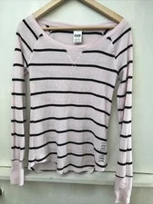 LOVE PINK Victoria's Secret Striped Thermal Top Shirt Size M Medium Juniors