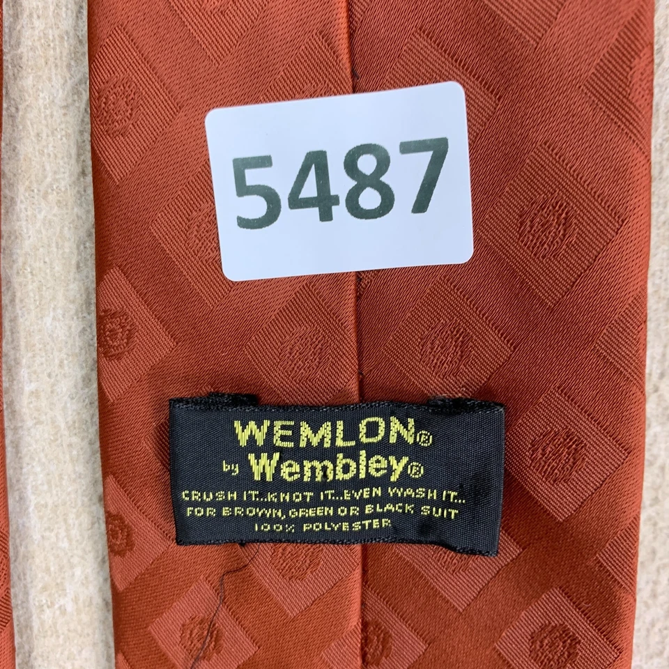 Corbata De Colección Años 70 Wemlon Wembley Naranja Poliéster Corbata Ancha Disco Geométrica Foto 4 de 4