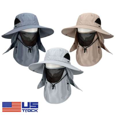 Wide Brim Sun Hat UV Protection Bucket Cap For Hiking Camping Fishing Safari USA