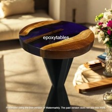 Massiver blauer Couchtisch mit Epoxidharzplatte Naturholz Live Edge Cafeteria...