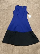 NWT Womens Calvin Klein Blue Black Fit & Flare Dress Size 4