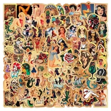 100 PCS Retro Tattoo Pinup Girl Stickers Sexy Decals Laptop Hydro Free Shipping!