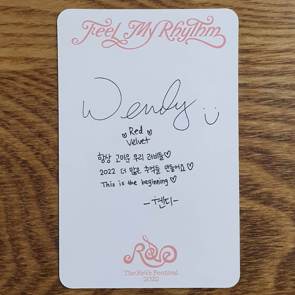 Wendy Official Photocard Red Velvet The Reve Festival 2022 : Feel