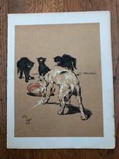 1910 cecil aldin small book plate from a dog day ! ref 9