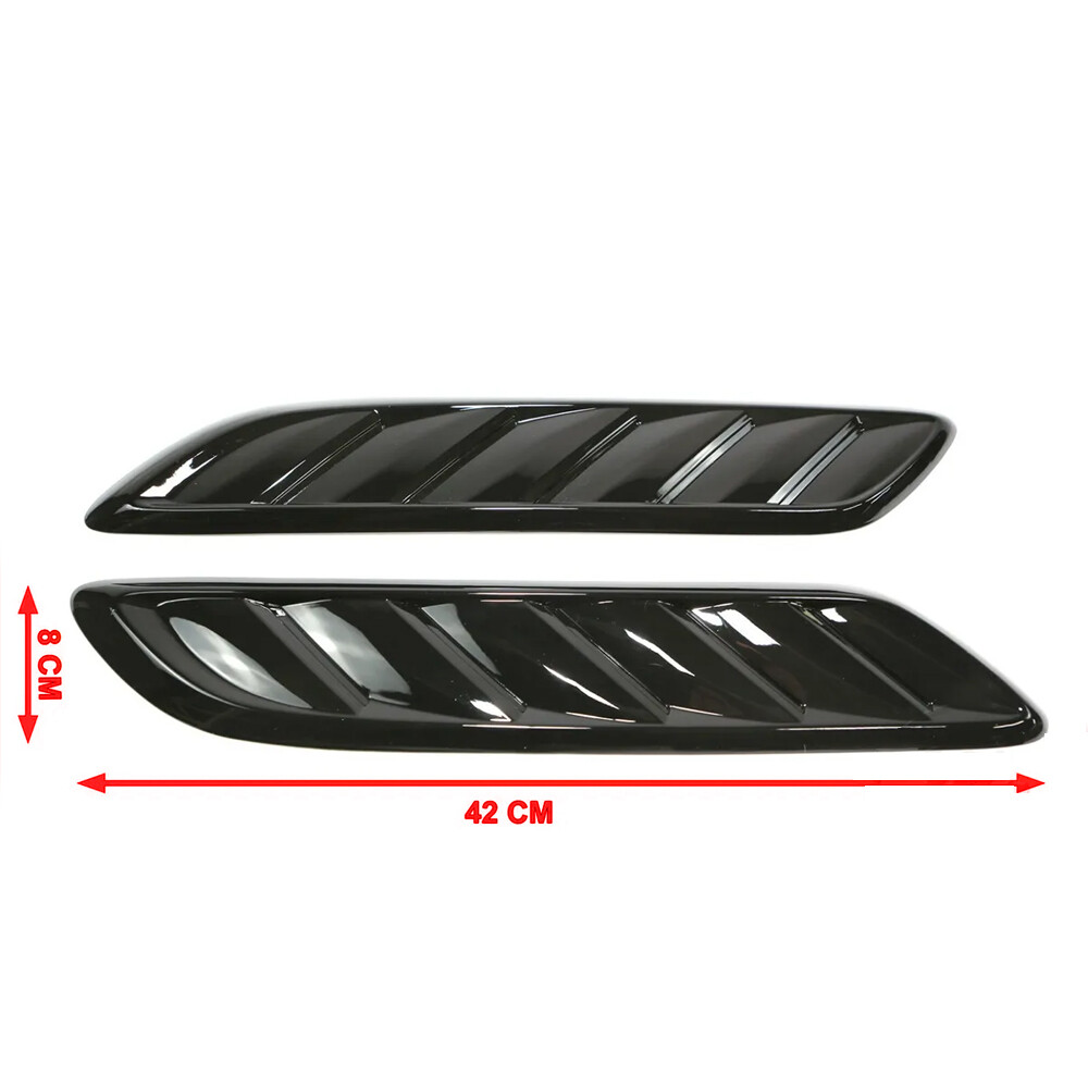 Glossy Black Front Car Hood Side Air Flow Vent Hole Cover Scoop Decor