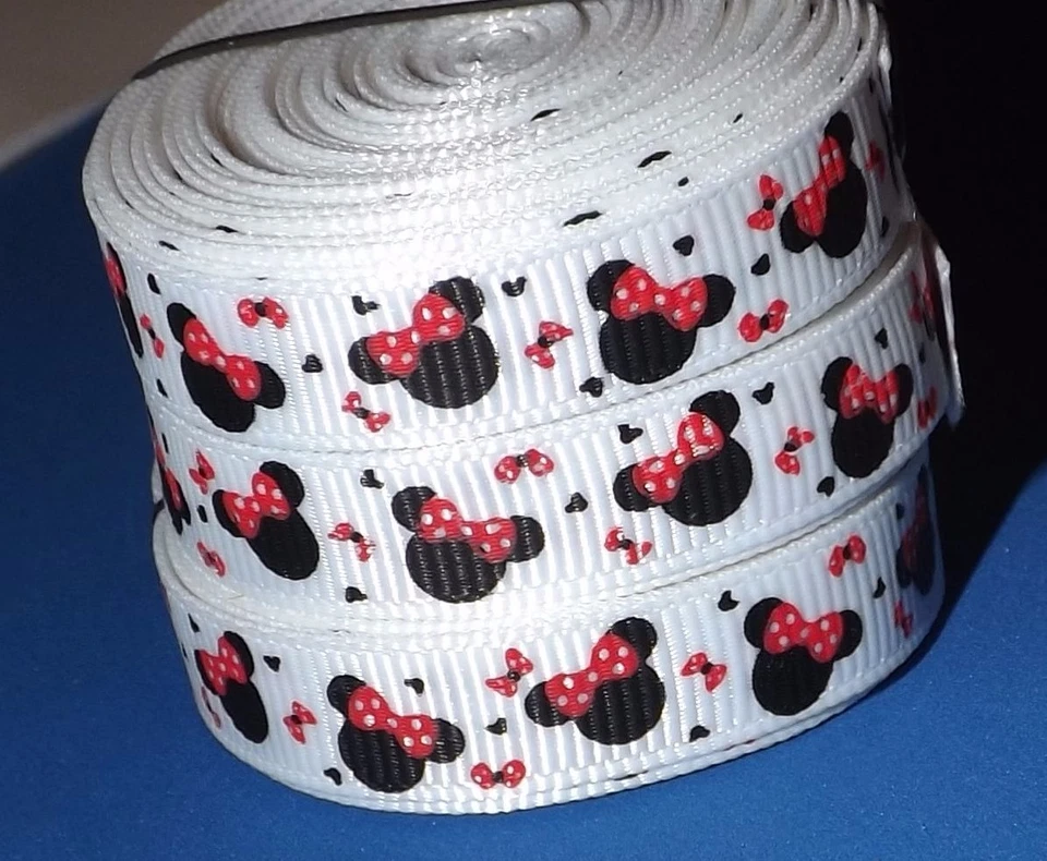 3/8" Minnie Grosgrain Ribbon with Tiny Bows, Korker Hairbows Line Clips Craft 5y - Image 2 of 2