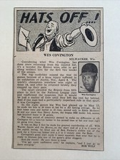 Wes Covington Milwaukee Braves Hats Off 1958 Sporting News Baseball 4X7 Panel