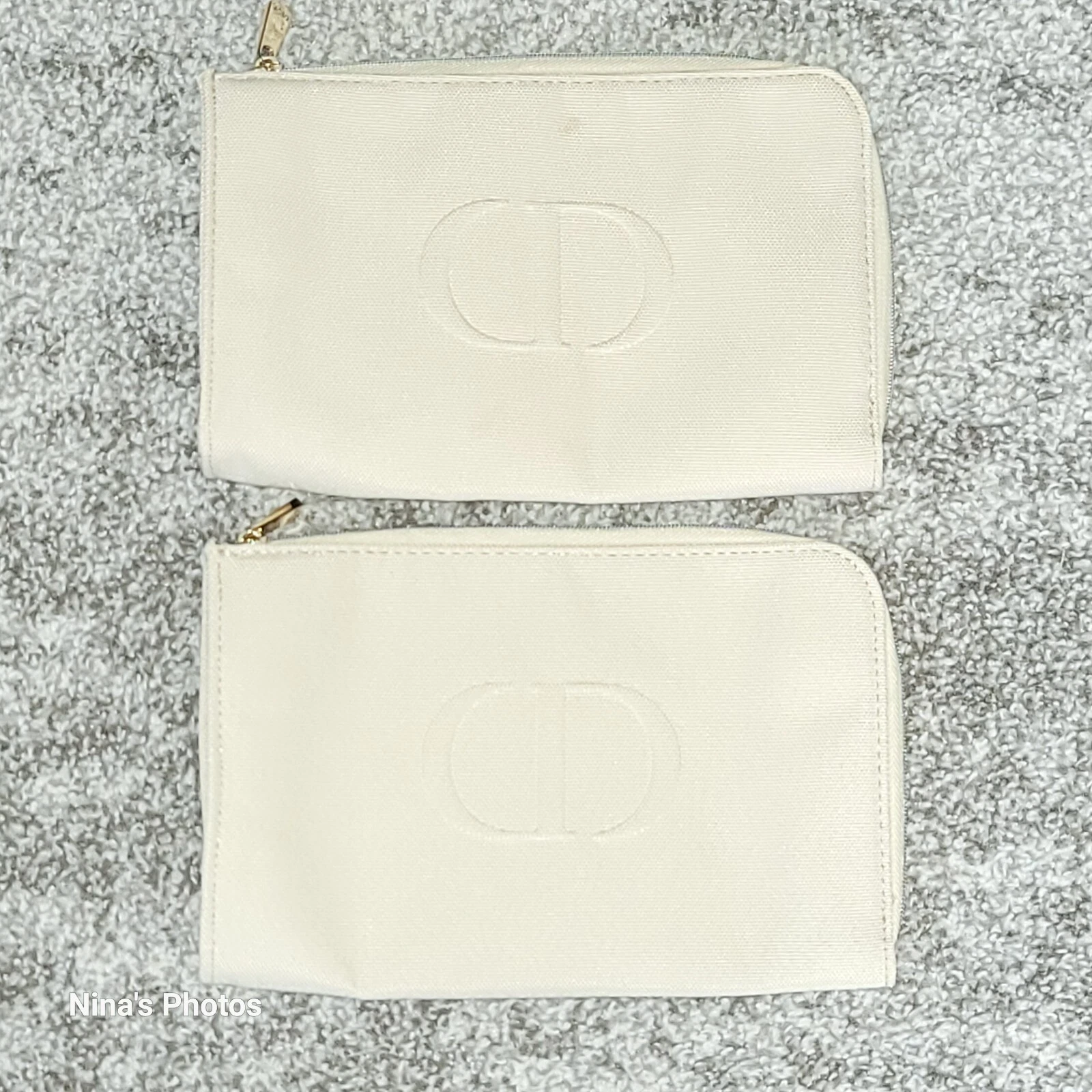 Lot trousse pochette zippée beige marron maquillage beauté Christian Dior AUTH 2 