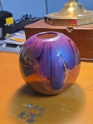 Vintage Nielsen Ceramic Iridescent Vase Art Nouveau Design