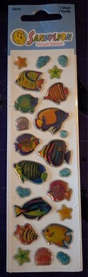 Vintage Sandylion Y2K Deadstock Fish & Bubbles Gem Stickers New Old Stock