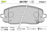 Valeo Bremsbelagsatz, Scheibenbremse 301707 FüR Hyundai KIA