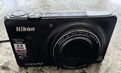 Nikon Cool pic S9500 Digital Black Camera 22xzoom WiFi Gps Plus Battery Working 