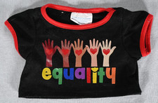 Build a Bear Equality Rainbow Hand Heart Shirt Top Black Cultural Teddy Clothes