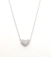 Kendra Scott Adjustable RP Pavé Heart Pendant Necklace in White Crystal w/DB