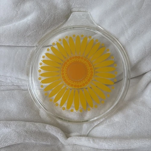 Vtg Pyrex LID Only 475-C  For a 2 1/2 Qt Casserole Dish Daisy Sunflower