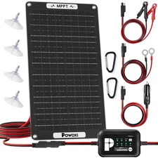 15W Solar Battery Charger 12V Solar Car Battery Maintainer with MPPT Controller