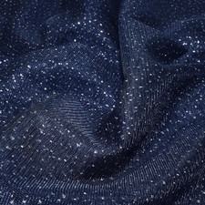 Navy Blue Glitter Tulle Fabric Rolls with Silver Sequin, 3 Yard Tulle Bolt 54