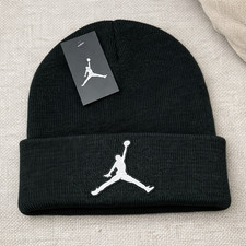 Jordan Jumpman Black Knit Beanie Hat Embroidered Logo Warm Winter Cap New - Sale