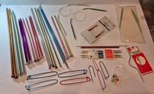 Large Lot Knitting Needles Wood Metal Straight Circular Stich Holders Variety