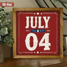 Vintage July 4th Wooden Plaque Independence Day Patriotic Wall Art Decor Gift