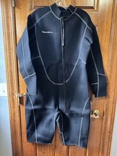 Seaskin Wetsuit Shorty Mens XXL Black Neoprene Front Zip For Surfing, Dive, Swim
