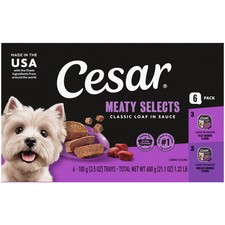 Cesar Loaf in Sauce Beef Chicken Wet Dog Food 3.5oz 6 Ct Variety