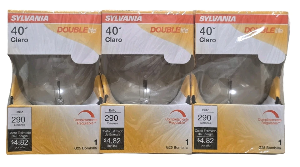 SYLVANIA G25 Globe Bulb, 40W, 2850K, 290 Lumen, Clear Bulbs, Double Life 12-Pack - Image 3 of 4