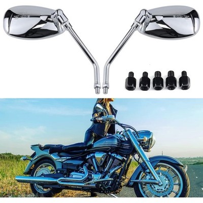 Motorrad Spiegel handlebar SpiegelChrom M8 M10 verstellbar gekrümmt universal