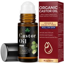 Organic Castor Oil Roll on   100 Pure  Cold Pressed 1 Fl Oz Pack of 1 