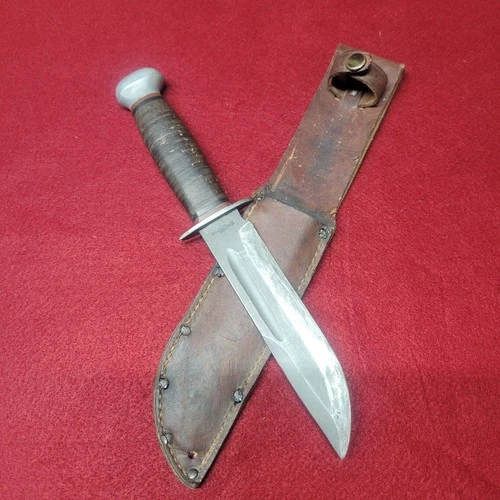 Vintage WWII/ WW2 PAL RH-36 US Military Combat Fighting Knife w/Leather Sheath