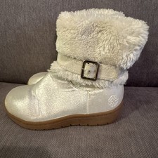 Toddler Girls Osh Kosh Bgosh White Faux Fur METALLIC SHIMMER Snow Boots Size 9