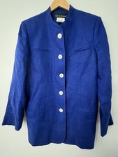 Harve Bernard Women  s Size 10 Blue 100 Linen Long Blazer Lagenlook Sustainable