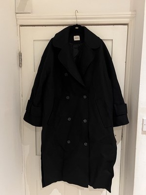 Khaite Fallon Zweireiher Mantel schwarz Wollmischung Gr. XS sehr Oversized