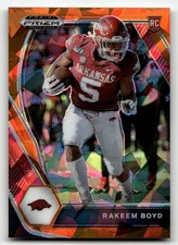 2021 Panini Prizm Draft Picks Collegiate #152 Rakeem Boyd Orange Ice RC