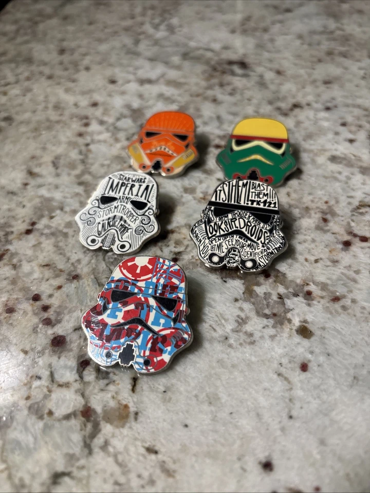 Disney Star Wars - 5 Stormtrooper Helmet Mystery Pin Collection - Image 2 of 4