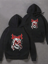 Men's Heavyweight Hoodie - Black Pullover Sweatshirt with Graphic, Kangaroo Pock