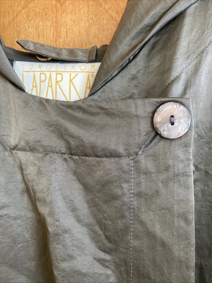 Vintage Linda LUNDSTROM Women Hooded Long LAPARKA Metallic Grey Gray Size Medium - Image 2 of 4