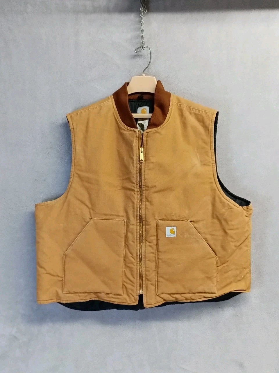 Carhartt Vest Men's Size 3XL Reg Brown Wheat Work Western Quilted Warm Canvas