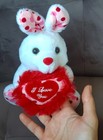 PLUSH I LOVE YOU RED HEART SOFT PLUSH WHITE RABBIT — photo 2