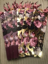 6 Pack Wine Bottle Gift Bags Holographic Gold Bramble Roses Party With Gift Tags