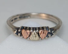 Wheeler Mfg Black Hills Gold 12K & Sterling Silver Ring Grape Leaf Band