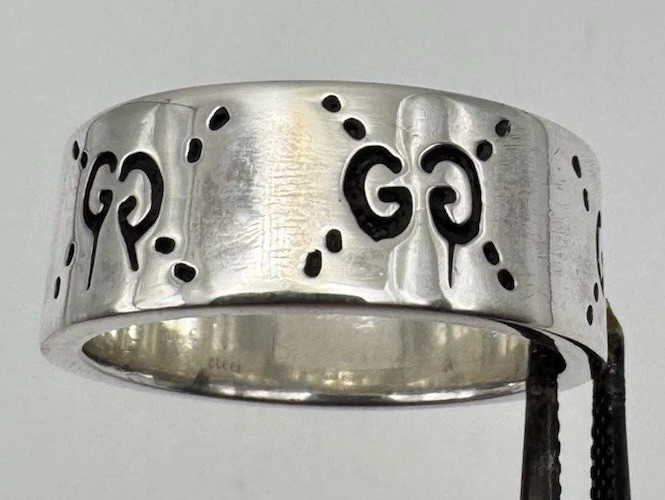 Gucci Solid Sterling Silver Ghost Band Ring 24 Si… - image 4