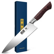 HOSHANHO 8" CHEF KNIFE FOR COOKING, HIGH CARBON STAINLESS STEEL KITCHEN - SILVER