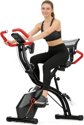 Foldable Exercise Bike for Home, Uright and Recumbent Stationary Bike with Ergon - image 1 of 4