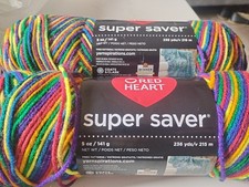 Lot of 2 Red Heart Super Saver Yarn 0950 E300B Mexicana 5oz Skeins Acrylic