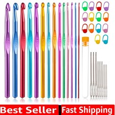 14 Sizes Crochet Hooks Set 2.0  10.0mm, Colorful Metal Crochet Needles, Ergono...